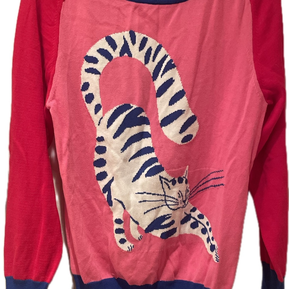 Oxknit WOMEN'S RED MATCHING CAT JACQUARD SWEATER-DESIGNED BY AGATHE SINGER - Picture 9 of 12